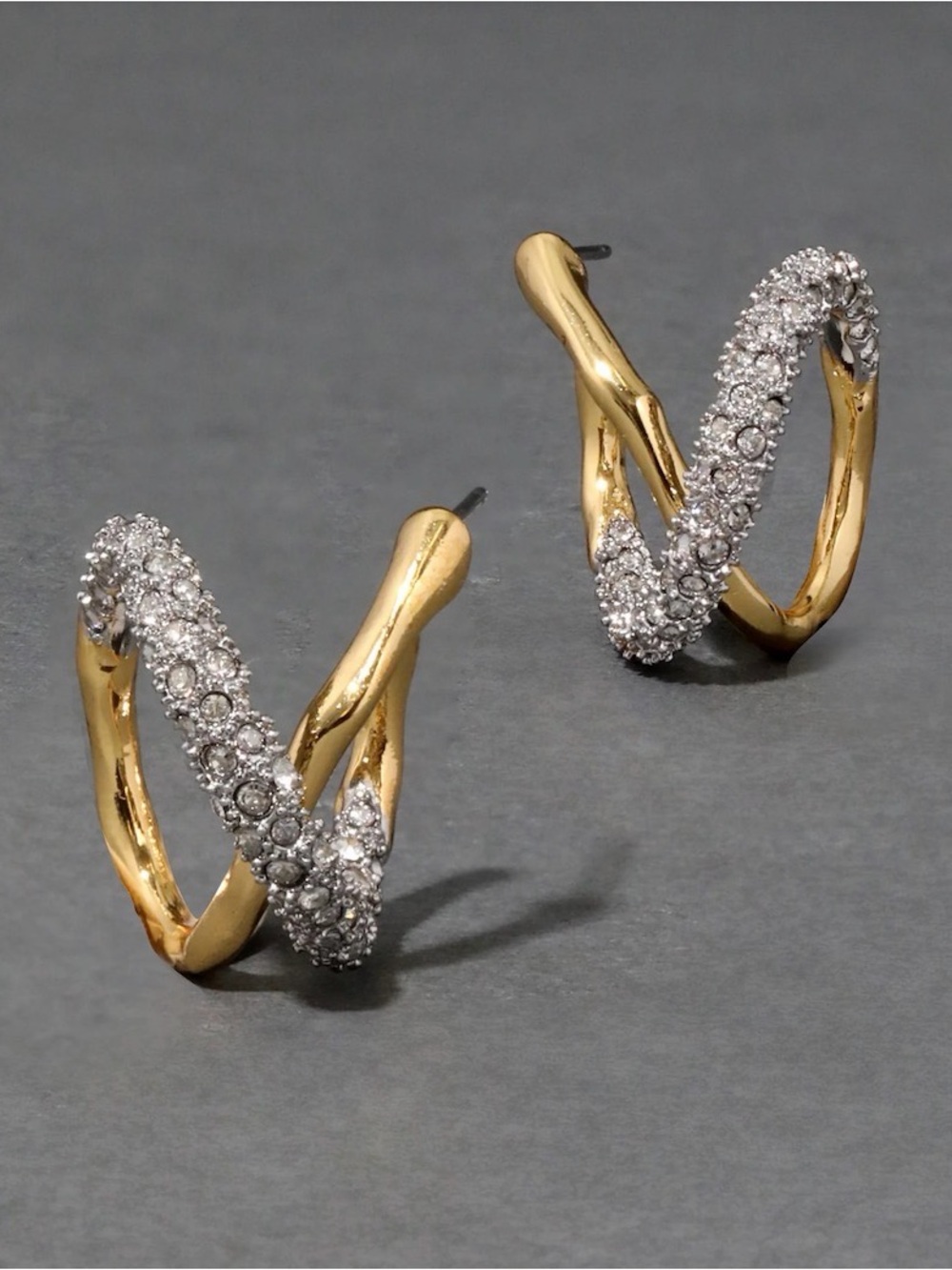 ALEXIS BITTAR Solanales Twisted Orbit Earrings Gold Clear MY30